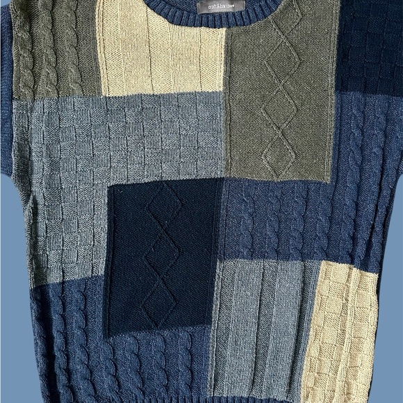 Croft And Barrow Textured Sweater Color Blocking Men’s Size Large Cotton Blend - Picture 3 of 5